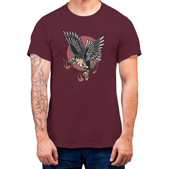 Eagle Tattoo Graphic Tee For Men Graphic T-shirt Eagle Lovers Bird Lovers Nice Gift For Men Plus Size Available Premium Tee