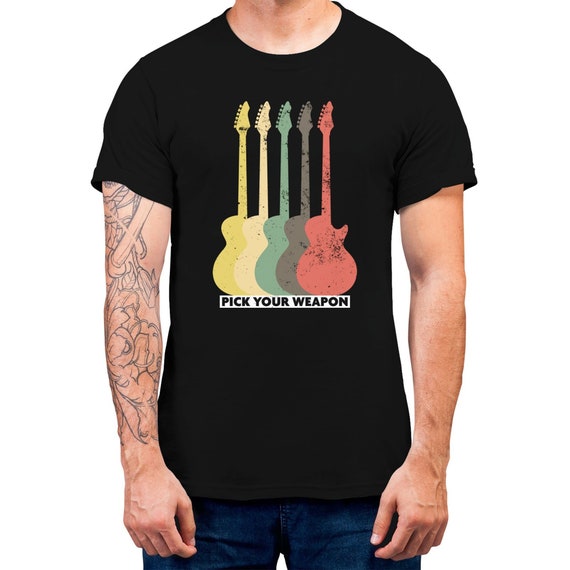 Pick Your Weapon Guitar Men's Graphic T-shirt Guitar Player Gift Top 100% Cotton Plus Size Available Premium Top