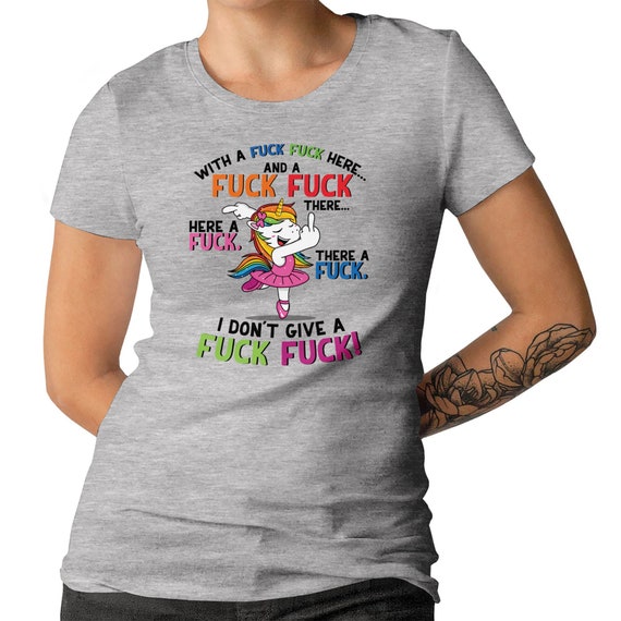 Funny Unicorn I Don't Give A F***k Ladies T-shirt Graphic Tee Dancing Rude Funny Unicorn Crazy Unicorn Premium T-shirt