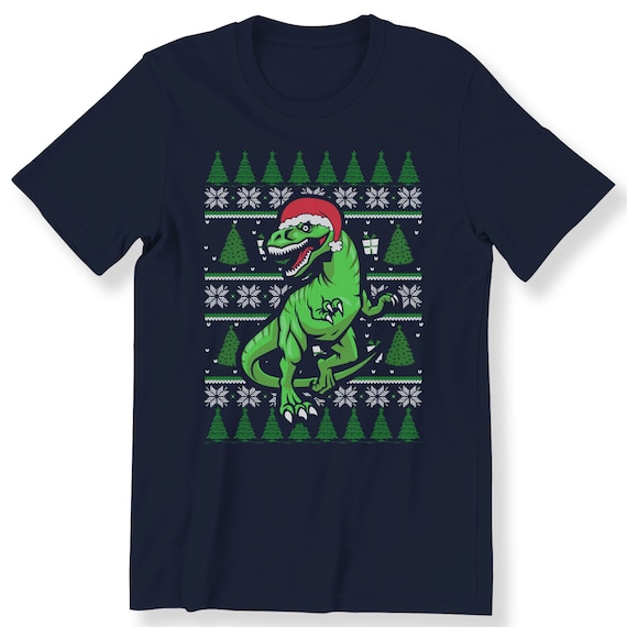 Christmas T-Rex For Men Women Kids T-shirt Graphic Tee Ugly Sweater Top T-Rex Dinosaur Xmas Gift Premium Top Plus Size Available