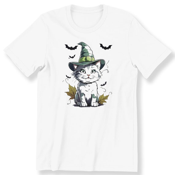 Halloween Witchy Cat T-shirt Halloween And Cat Lovers Men Women Kids T-shirt Halloween Shirt Cute Cat T-shirt