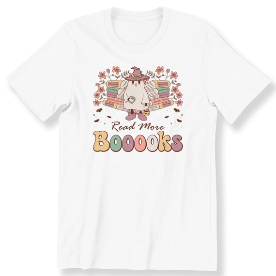 Read More Booooks Teacher Shirt Men's Women T-shirt Halloween Book Lovers Shirt Retro Bookish Ghost T-shirt Gift Shirt Idea S-5XL