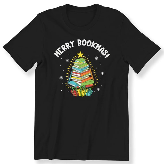 Merry Bookmas For Men And Women T-shirt Bookish Christmas Gift For Book Lover T-shirt Merry Bookmas Books Pine Tree Reading Shirt