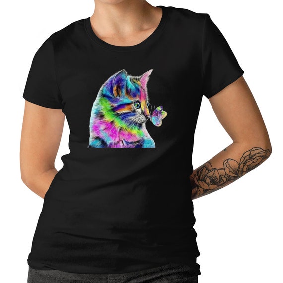 Colorful Cute Funny Rainbow Kitten Rave Edm Cat Shirt Colorful Cute Funny Rainbow Kitten Rave Edm Cat Shirt