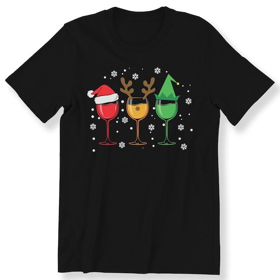 Christmas Wine Glasses For Men And Women Top Graphic Tee Wine Lovers Perfect Gift For Christmas Plus Size Available Premium Top