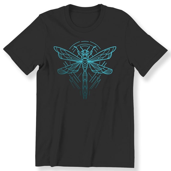 Dragonfly Neon Blue Men's Ladies T-shirt Abstract Dragonfly Top Nice Gift T-shirt