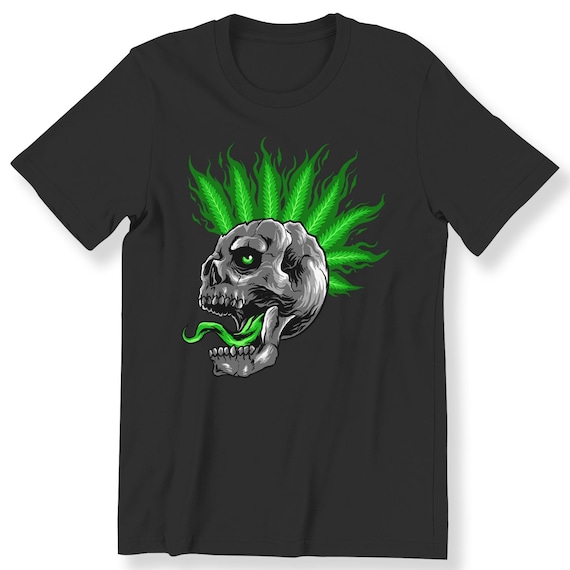 Punk Skull Men's Ladies T-shirt Weed Punk Skull Lovers Cool Gift Top
