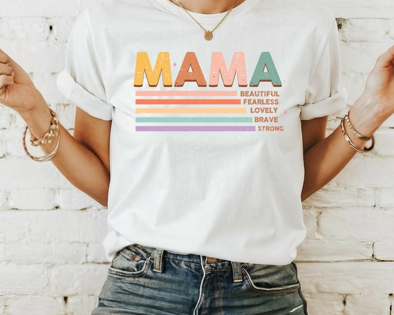 Mama Rainbow Slogan Ladies T-shirt Men's Size Available Retro Mama T-shirt Mothers Day Gift Shirt Gift T-shirt For Mum