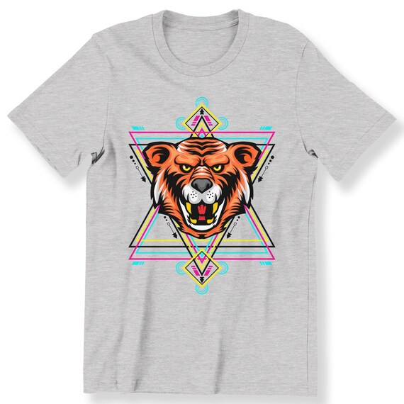 Tiger Sacred Geometry For Men And Women T-shirt Graphic Tee Tiger Top Angry Tiger Plus Size Available Premium Top