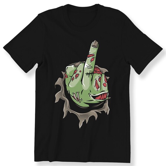 Zombie Middle Finger For Men And Women T-shirt Horror Halloween Zombie Gift Top Plus Size Available Premium T-shirt