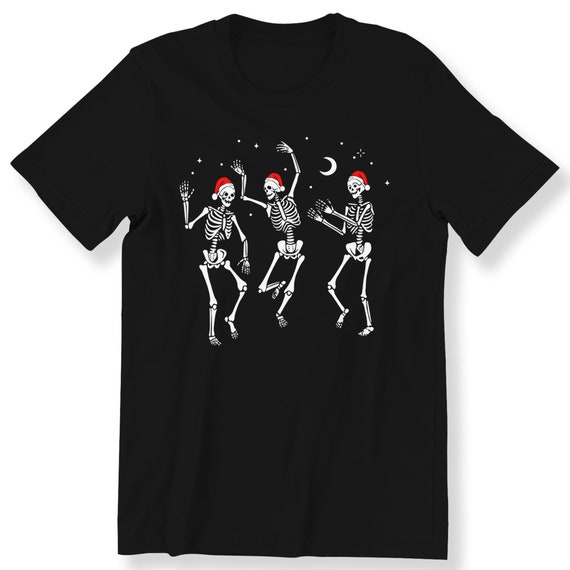 Skeleton Dancing Christmas Santa For Men And Women T-shirt Festive Skeletons T-shirt Christmas Dancing Skeletons Top Plus Size Available Top