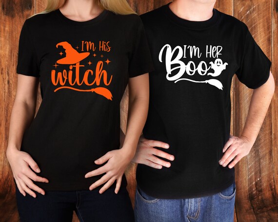 Im His Witch Im Her Boo Couple Halloween Shirts For Men And Women T-shirt Matching Funny Halloween Gift Shirts