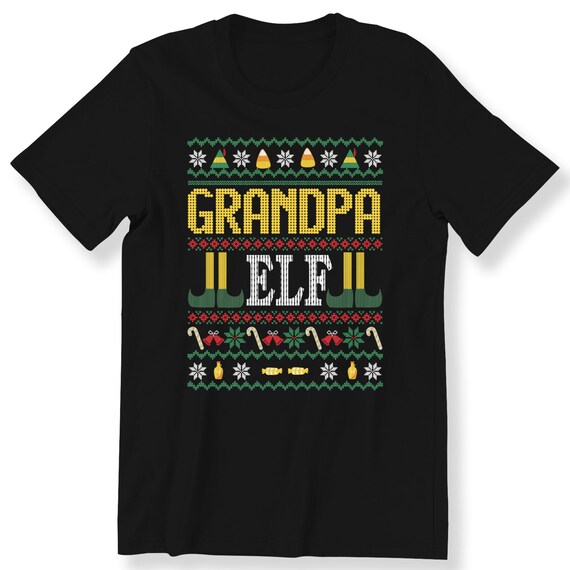 Grandpa Elf  T-shirt For Men Ugly Sweater T-shirt Christmas Gift For Grandad Top Grandpa Elf Ugly Christmas Top Plus Size Available S-5XL