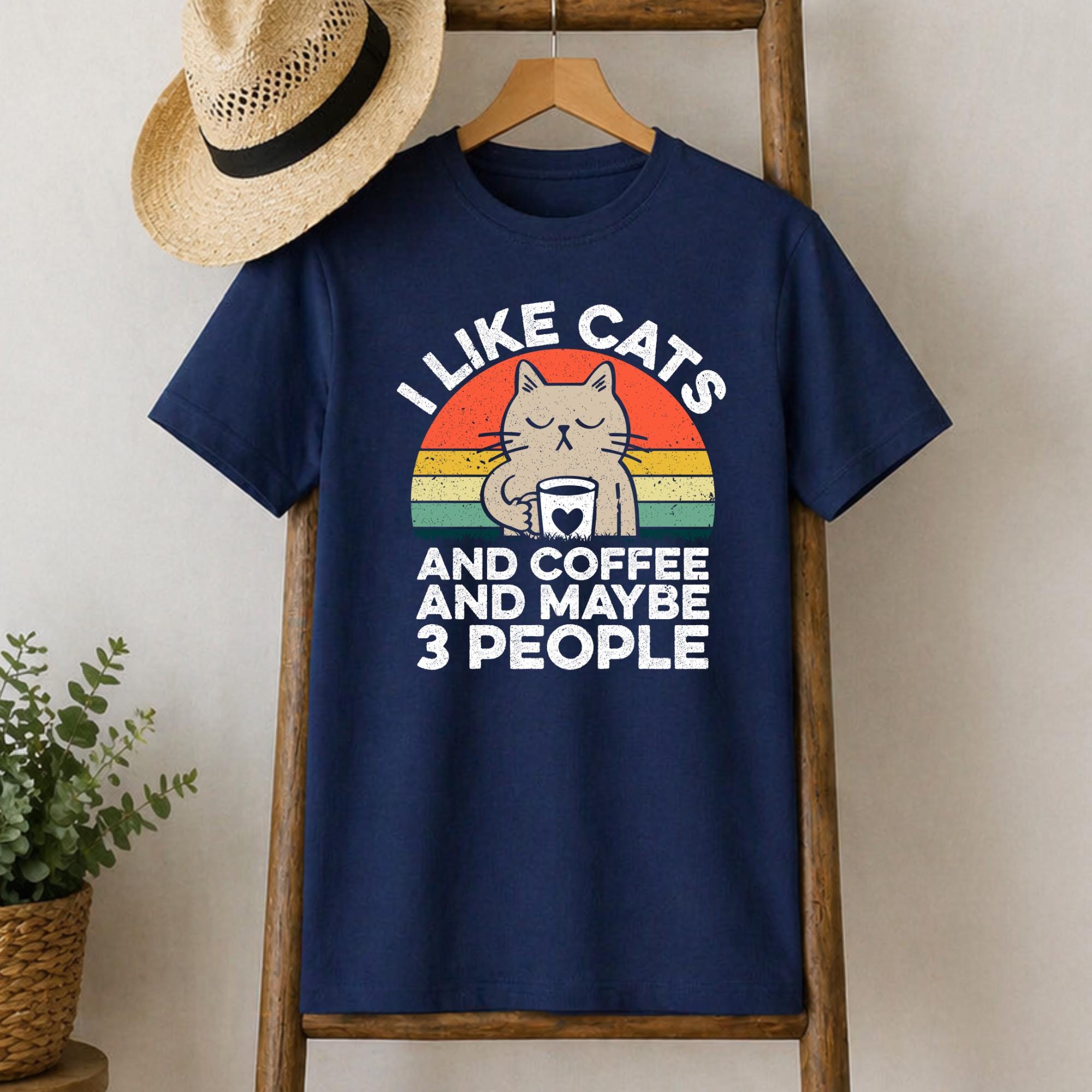 Funny Cat Lover Shirt I Like Cats Coffee Introvert Humour Gift Tee ...