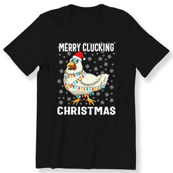 Christmas Chicken For Men And Women T-shirt Merry Clucking Christmas Gift T-shirt Santa Hat Chicken Top Christmas Gift Shirt S-5XL T-shirt