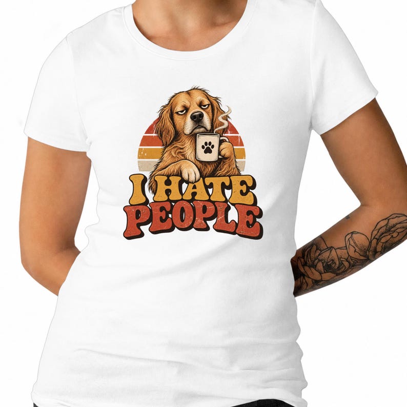 I Hate People T-Shirt, Funny Dog Shirt, Grumpy Dog Lover Tee Gift image 4