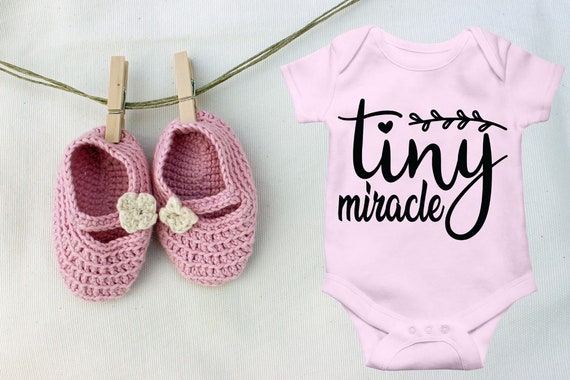 Baby grow Tiny Miracle Adorable Gift Baby Shower Cute Baby Grow Baby Bodysuit