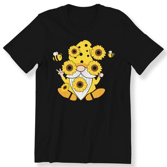 Sunflower Gnome For Men And Women Top Graphic Tee Be Kind Gnome With Bees Gnome Lovers Plus Size Available Premium T-shirt