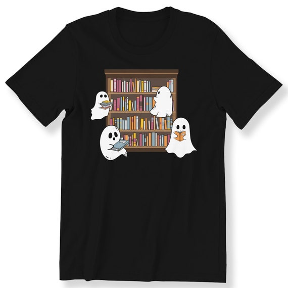 Ghosts Reading Books For Men And Women T-shirt Halloween Ghosts Book Lovers T-shirt Halloween Gift T-shirt Book Lovers Plus Size Available