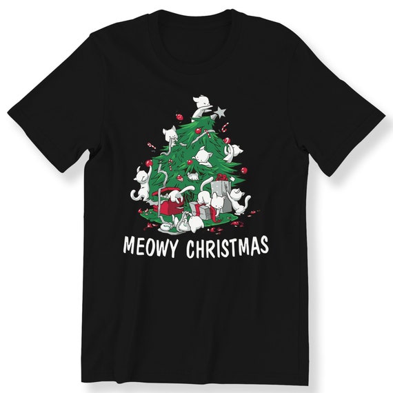 Meowy Christmas Tree Funny Cats For Men Women And Kids T-shirt Christmas Gift Top Sassy Kittens Shirt Cat Lovers T-shirt Holiday Festive Top