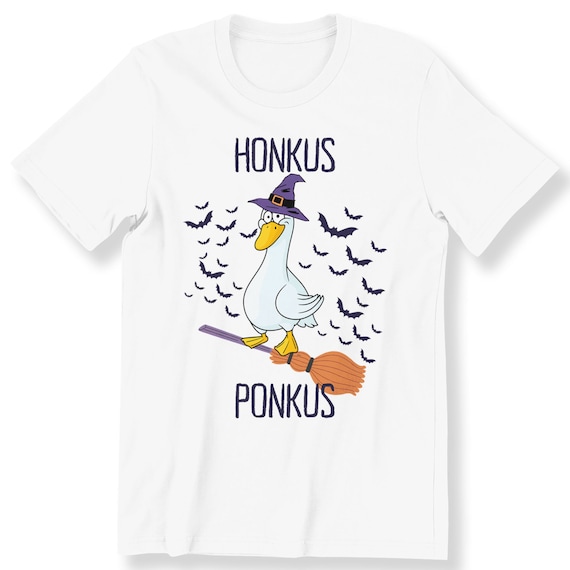 Honkus Ponkus Funny Halloween Witch Goose Duck For Men Women And Kids T-shirt Halloween Shirt Funny Witchy Goose T-shirt Happy Halloween Top