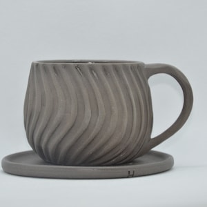 Cappuccino ceramic cup, stoneware coffee mug, large coffee cup,