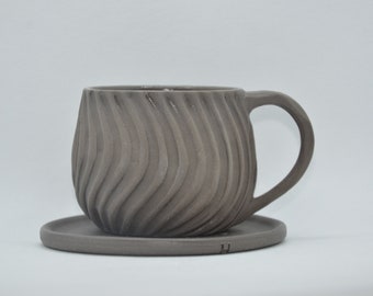 Cappuccino ceramic cup, stoneware coffee mug, large coffee cup,