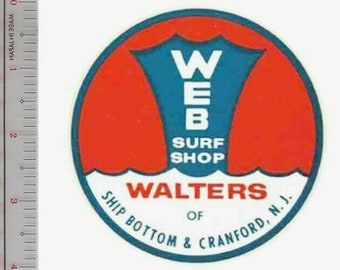 Vintage Surfing New Jersey WEB Surf Shop Ship Bottom & Cranford NJ Store Patch
