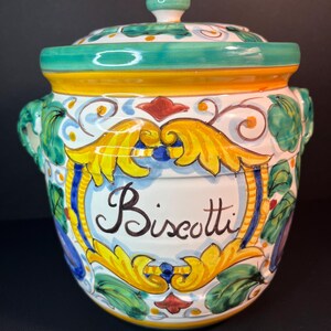 Hand Painted and Crafted Biscotti Jar Made in Italy
