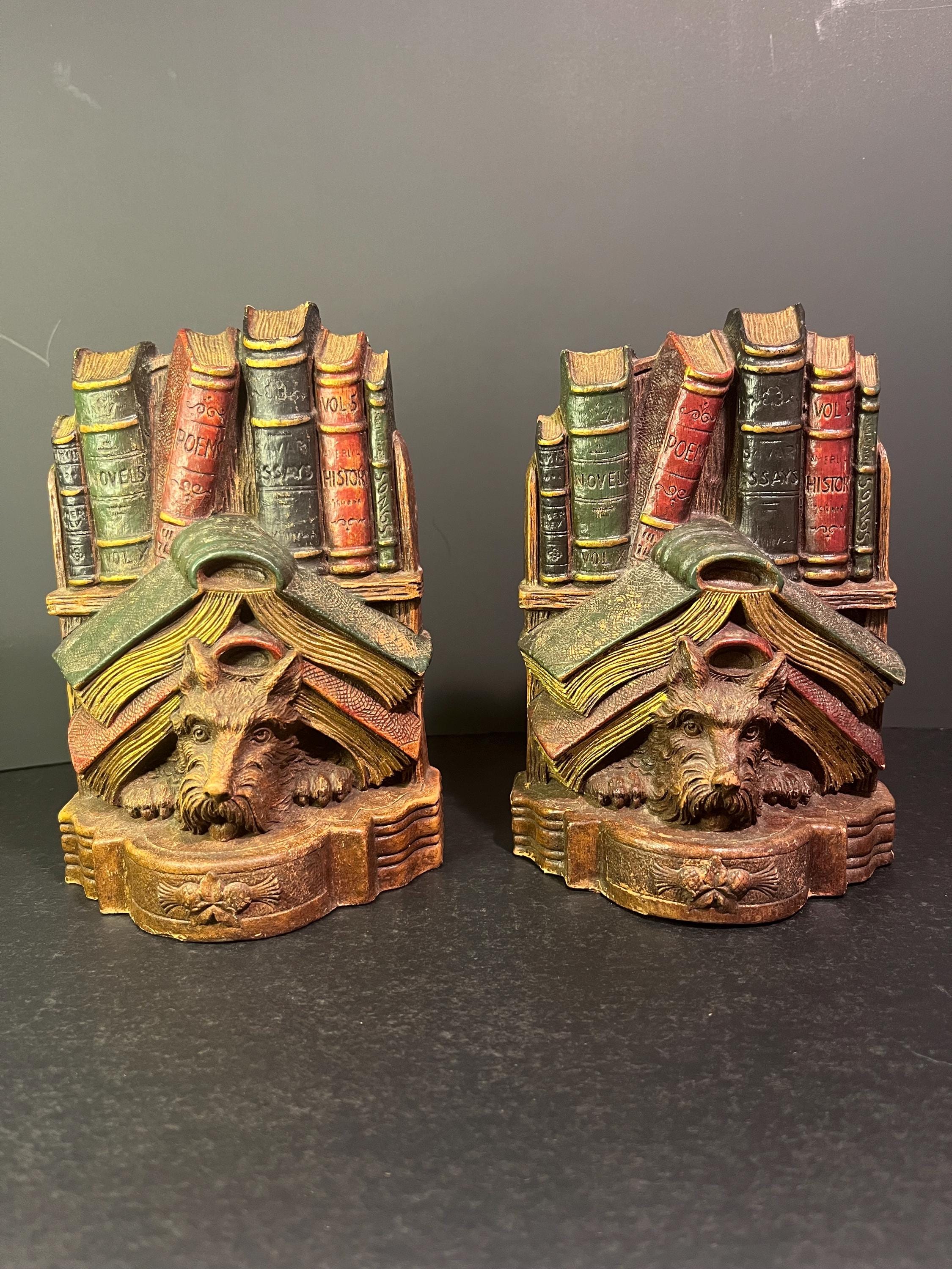 ビンテージテリアドック Vintage Wood Syroco Scottish Terrier Bookends - Etsy