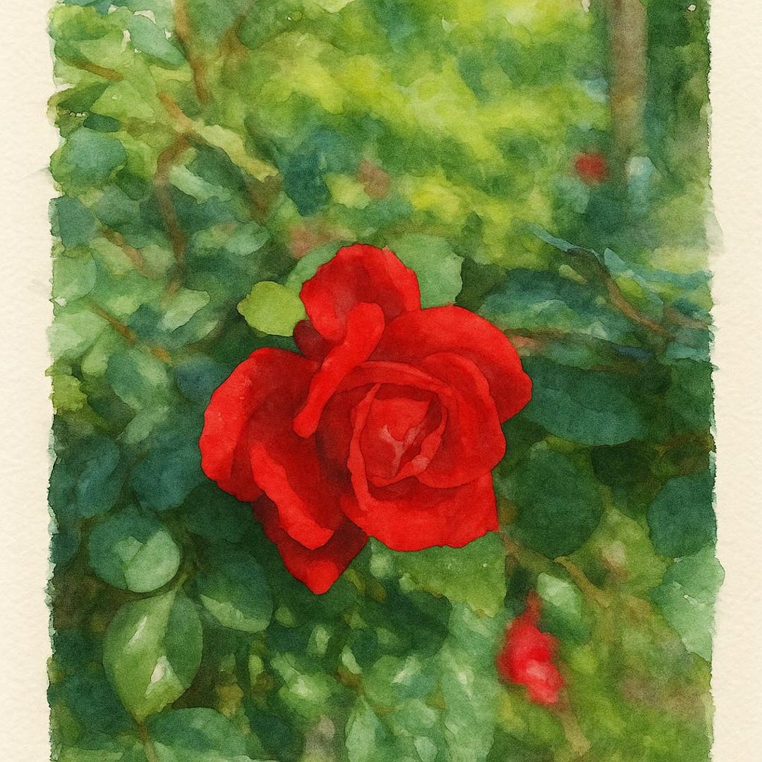 Red Rose Watercolor Print | Romantic Floral Wall Art | Digital Download ...