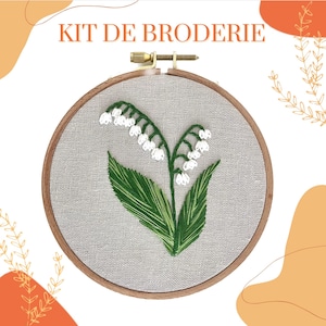 Kit «Le Muguet » Initiation à la Broderie Florale - Kit Fleur Du Mois - Fleur de Naissance Mai - Broderie Muguet - Lily of the Valley