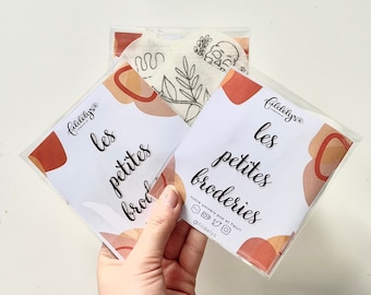 Kit « Les Petites Broderies » Initiation à la Broderie éco-responsable - modèles pour réalisation de bijou DIY - Kit débutant broderie