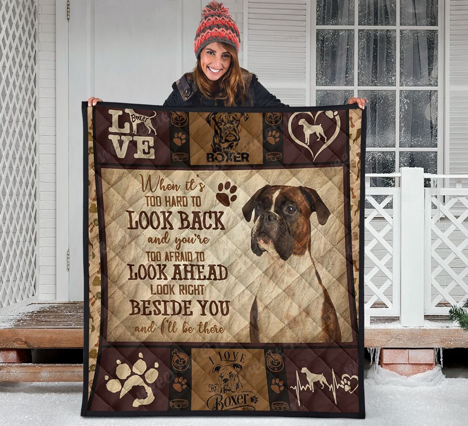 Boxer Dog Blanket Look Right Beside You And I'll Be Etsy