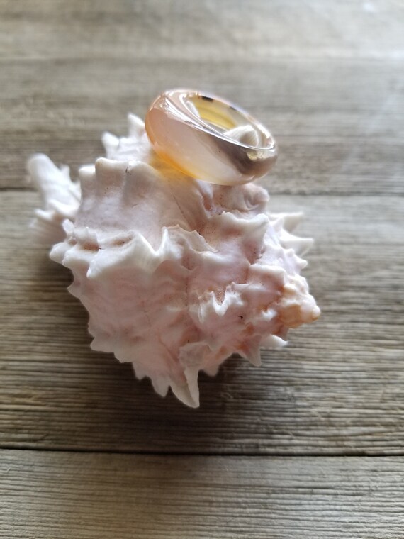 Dome  Buffer Top  Agate Ring Statement Size 9 Rin… - image 1