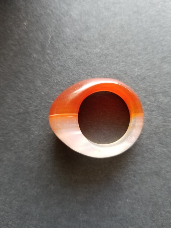 Dome Agate Statement Ring: Buffed Gemstone, Size 8 - image 5