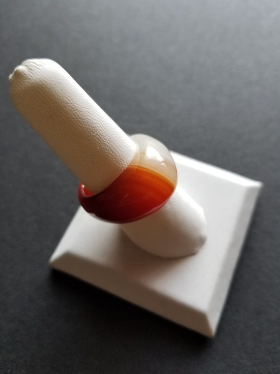 Dome Agate Statement Ring: Buffed Gemstone, Size 8 - image 8