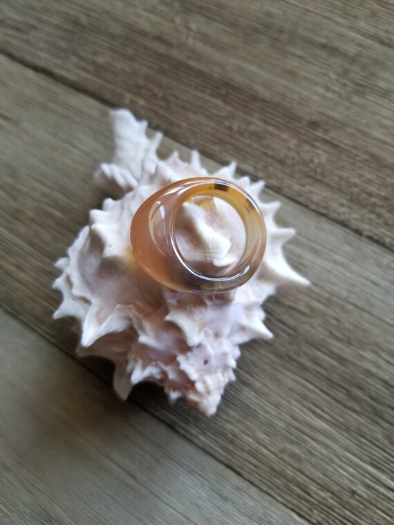 Dome  Buffer Top  Agate Ring Statement Size 9 Rin… - image 5