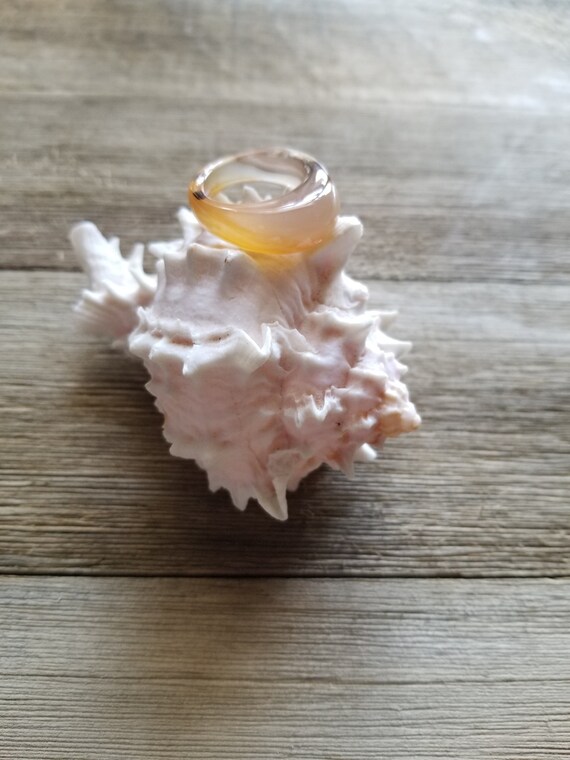 Dome  Buffer Top  Agate Ring Statement Size 9 Rin… - image 2