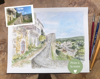 Custom watercolor painting from a photo, bespoke ink and watercolor painting, handmade painting of your memory
