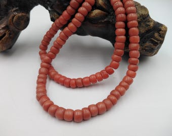 Antique beads from coral, Coral beads, Mediterranean coral, Vintage coral jewelry 19th century, Ukrainian national necklace, Red coral