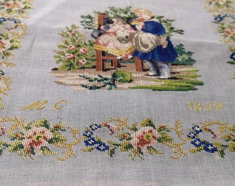 antique table cover antique fabric homedecor antique wall decor decor room Europe textil vitage decor hominterior silk ikat fabric40×38 Cm