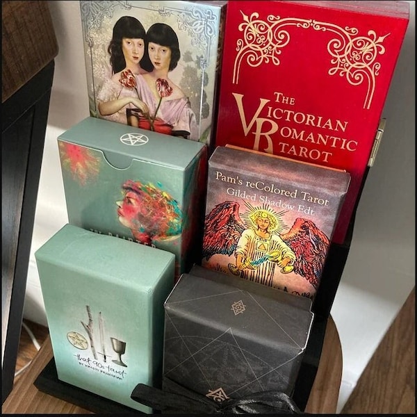 Expositor de cartas de tarot de 3 niveles: Estante para cartas de oráculo