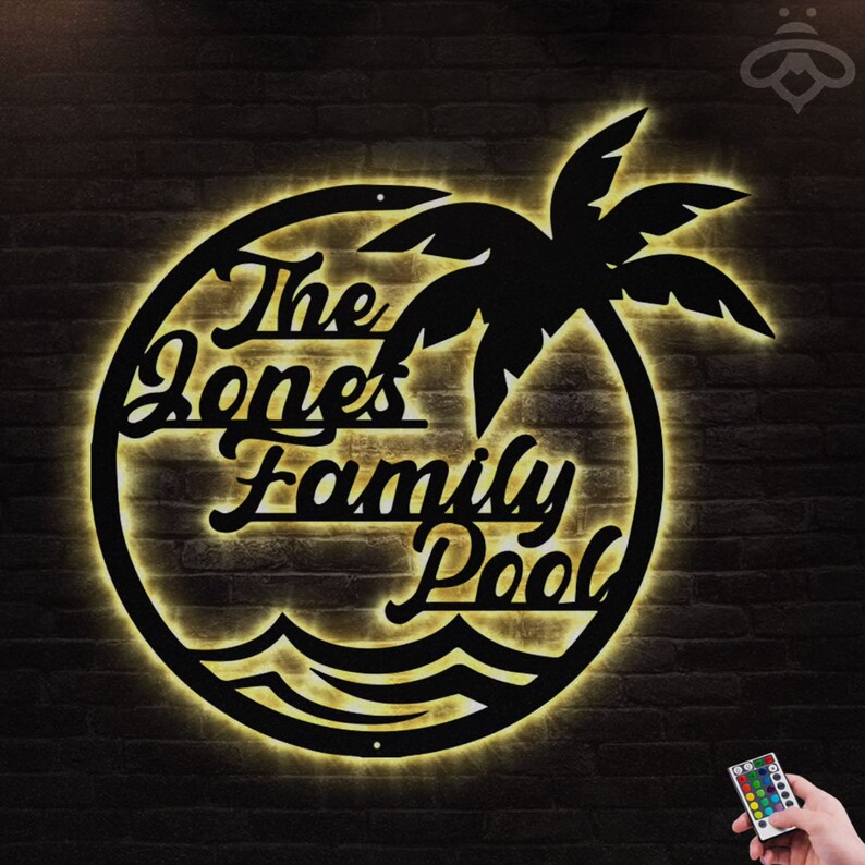 Custom Beach House Metal Wall Art With Led Lights Etsy