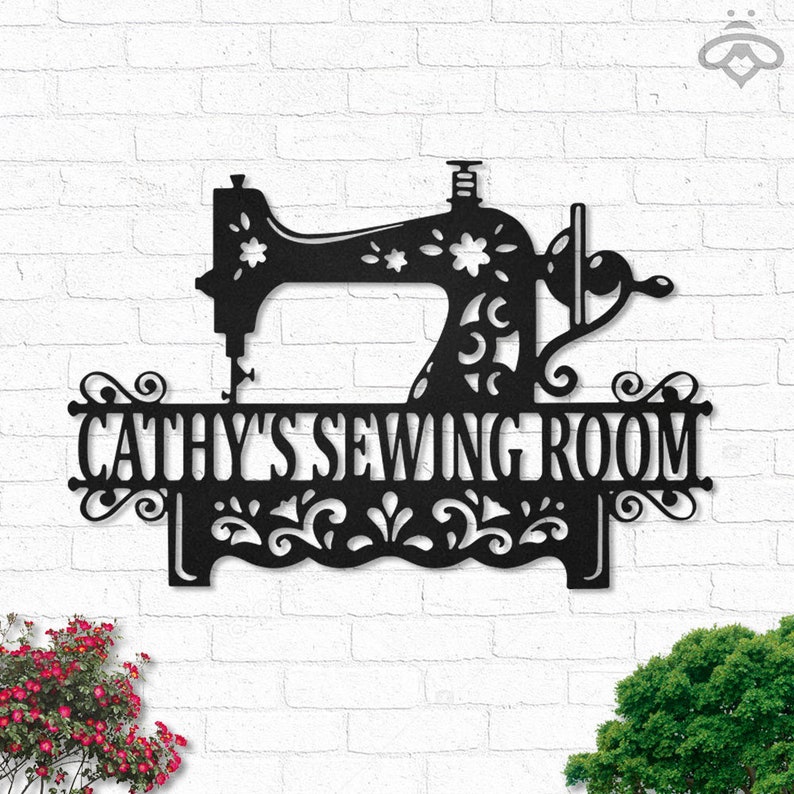 Custom Sewing Monogram Metal Wall Art With Led Lights image 1