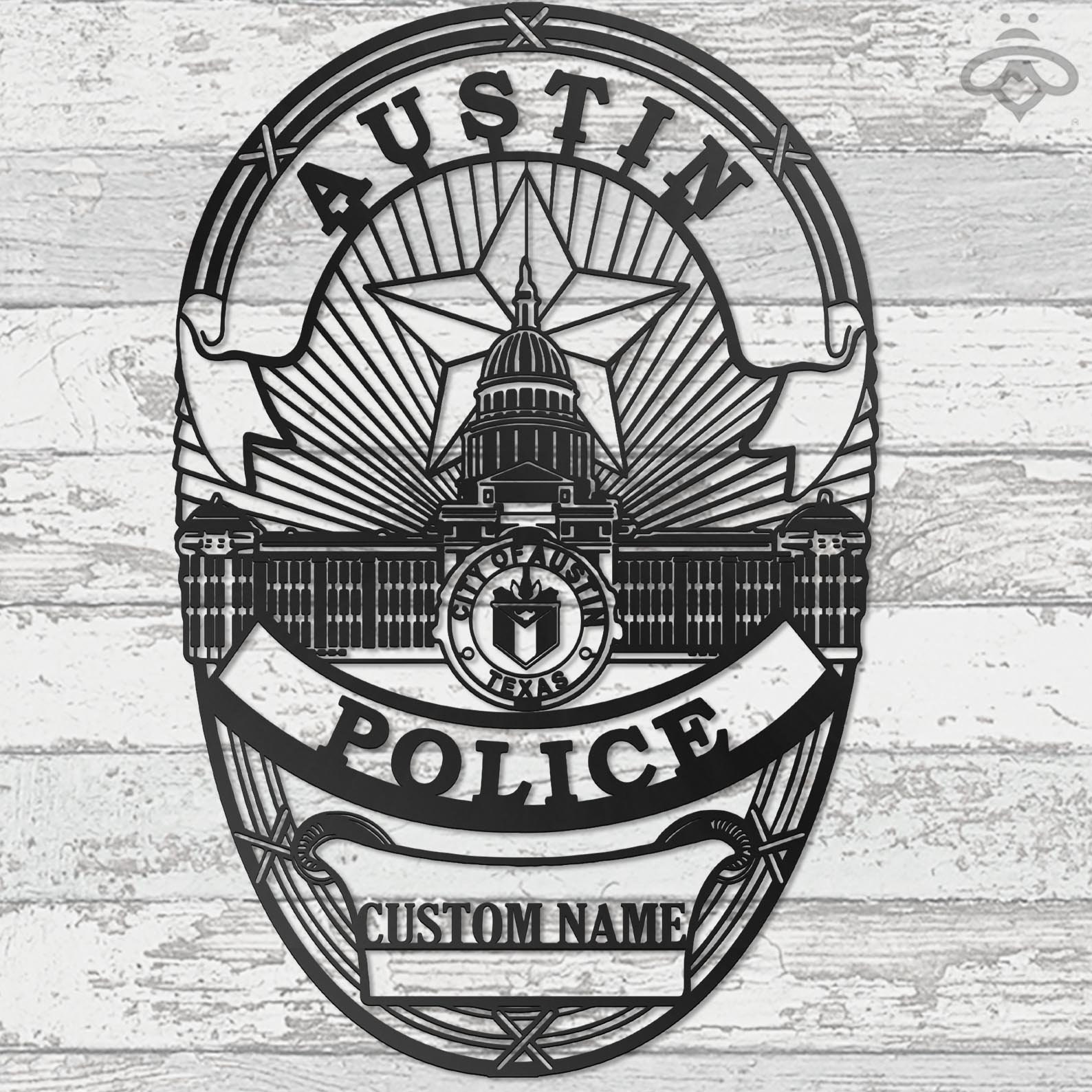 Custom Police Officer Metal Wall Art With LED Lights Etsy