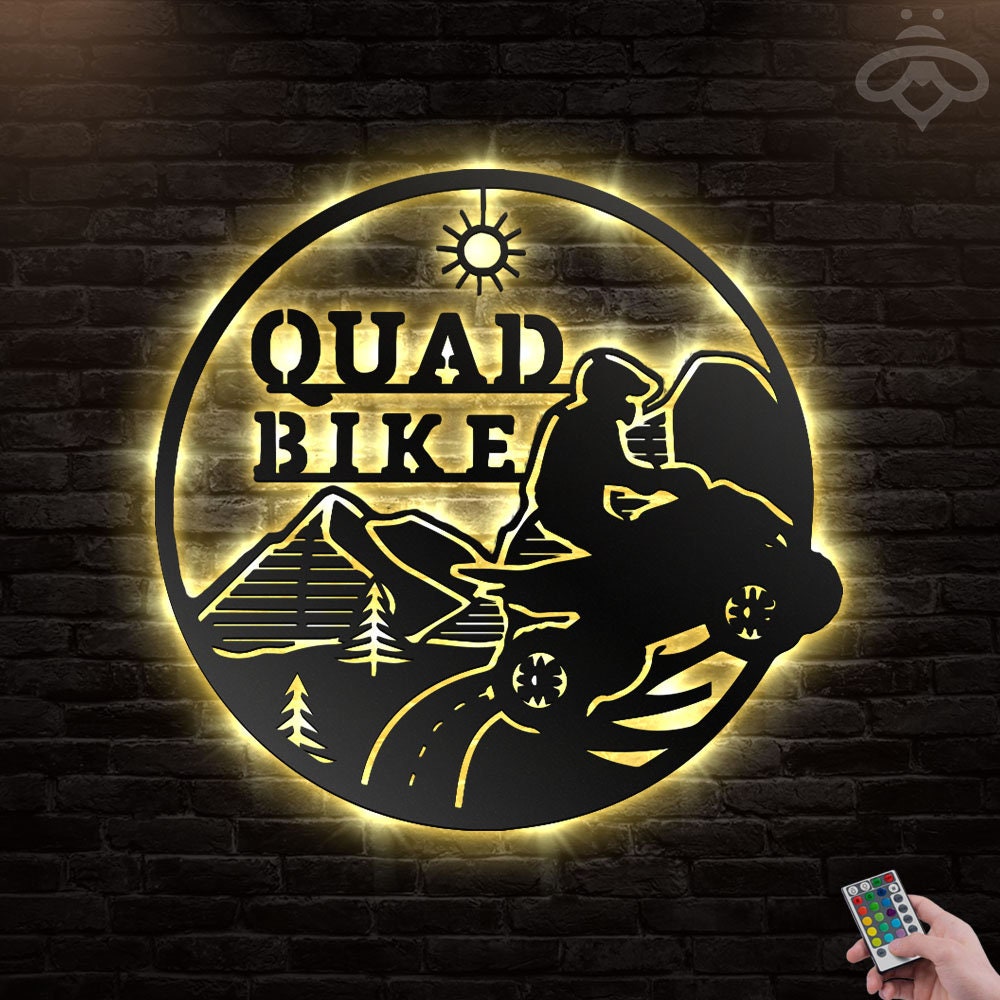 Custom Quad Dirt Bike Metal Wall Art With Led Lights Etsy