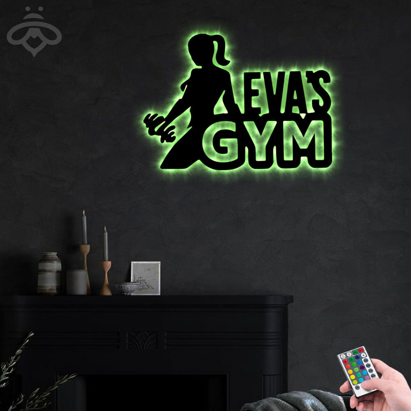 Custom Gym Metal Wall Art With Led Lights Personalized Gym Etsy