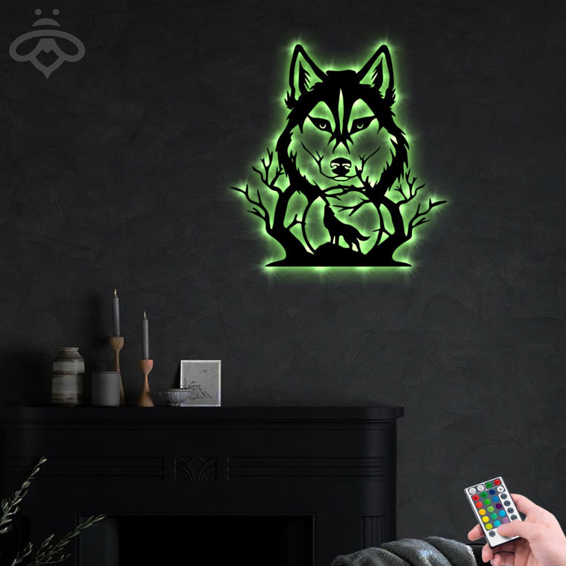 Wolf Metal Wall Art With LED Lights Howling Wolf Sign Etsy