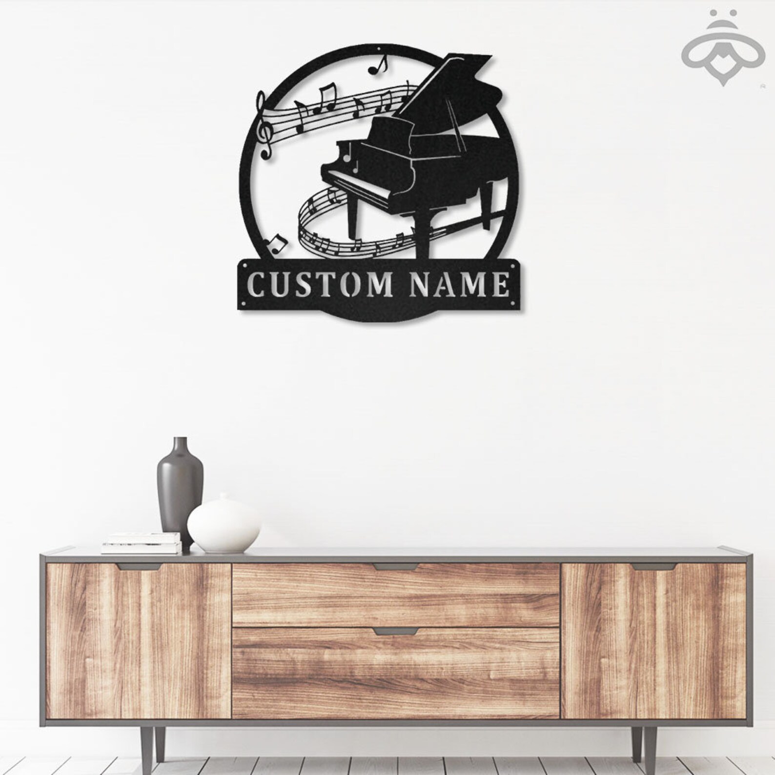 Custom Piano Monogram Metal Wall Art With Led Lights Etsy